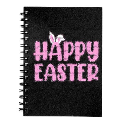 Happy Easter Bunny Ears Pink String Glitter Outline PNG