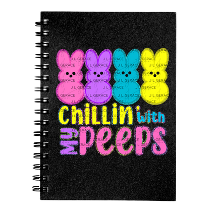 Chillin With My Peeps Bunnies Chunky Glitter Outline PNG