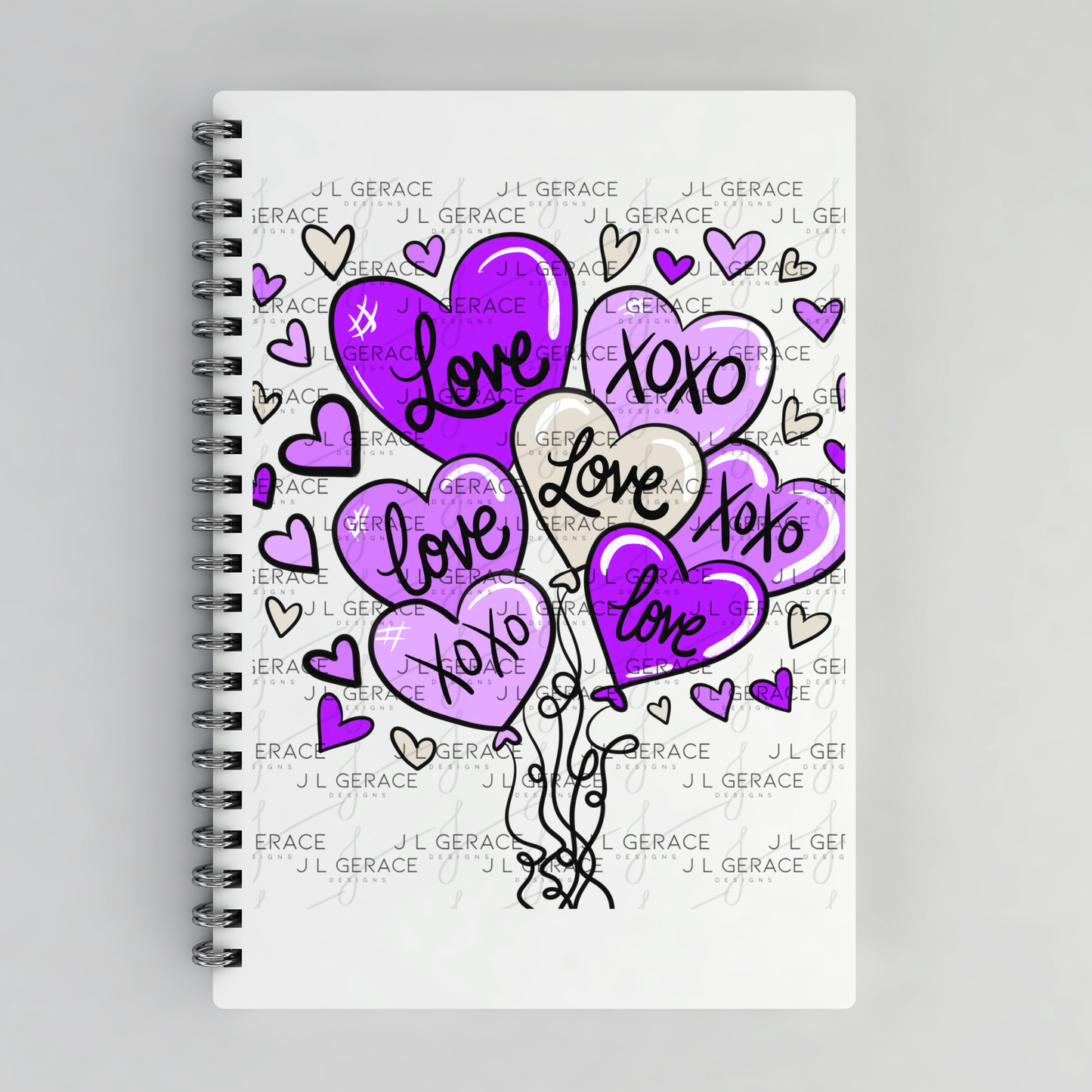 Purple Love & XOXO Heart Balloon Bouquet PNG