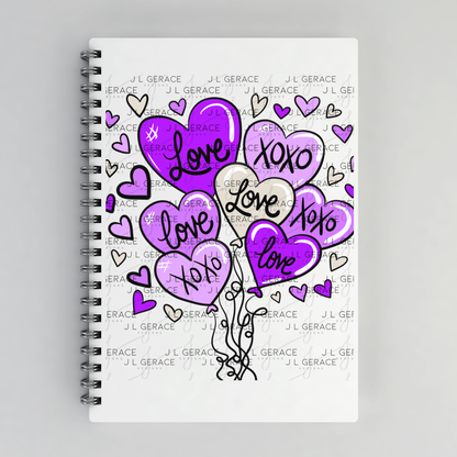 Purple Love & XOXO Heart Balloon Bouquet PNG