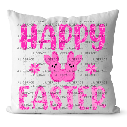 Happy Easter Pink Bunny Peep Flowers Clipart Sublimation PNG
