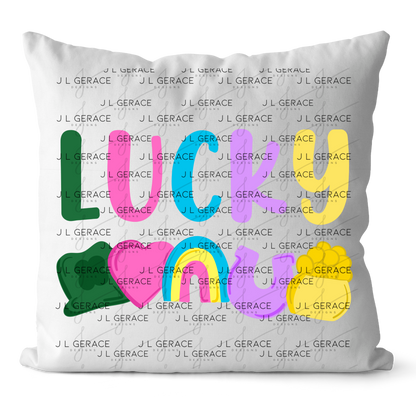 Lucky PNG, St Patrick Shirt Design, Rainbow Shamrock Sublimation PNG Download