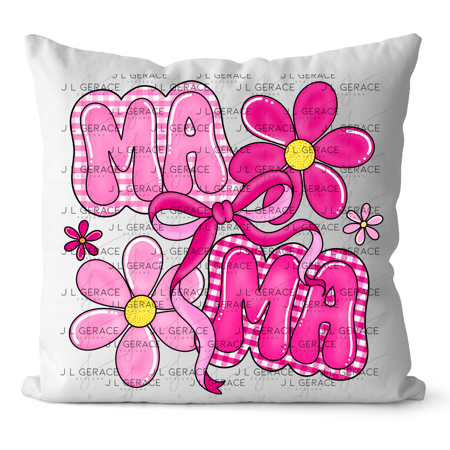 Mama Floral Bow Pink PNG Design