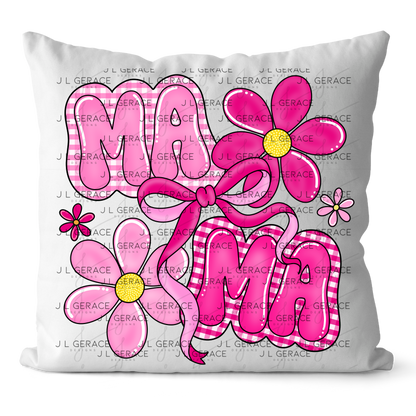 Mama Floral Bow Pink PNG Design