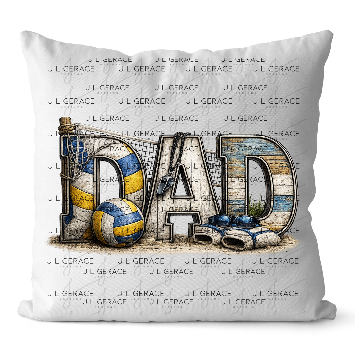 Dad PNG – Volleyball Beach Sports Design with Net Sand and Ball