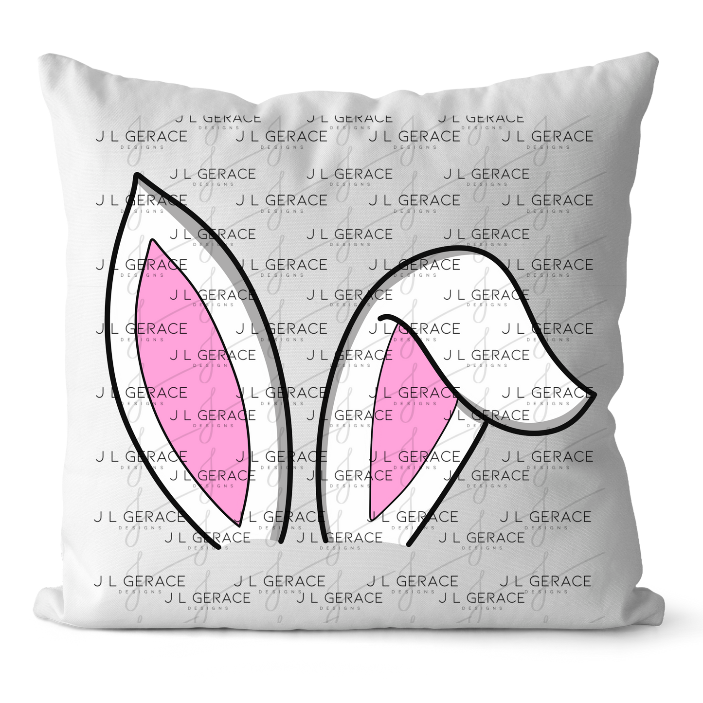 White Easter Bunny Ears Black Outline PNG