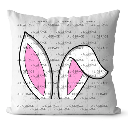 White Easter Bunny Ears Black Outline PNG