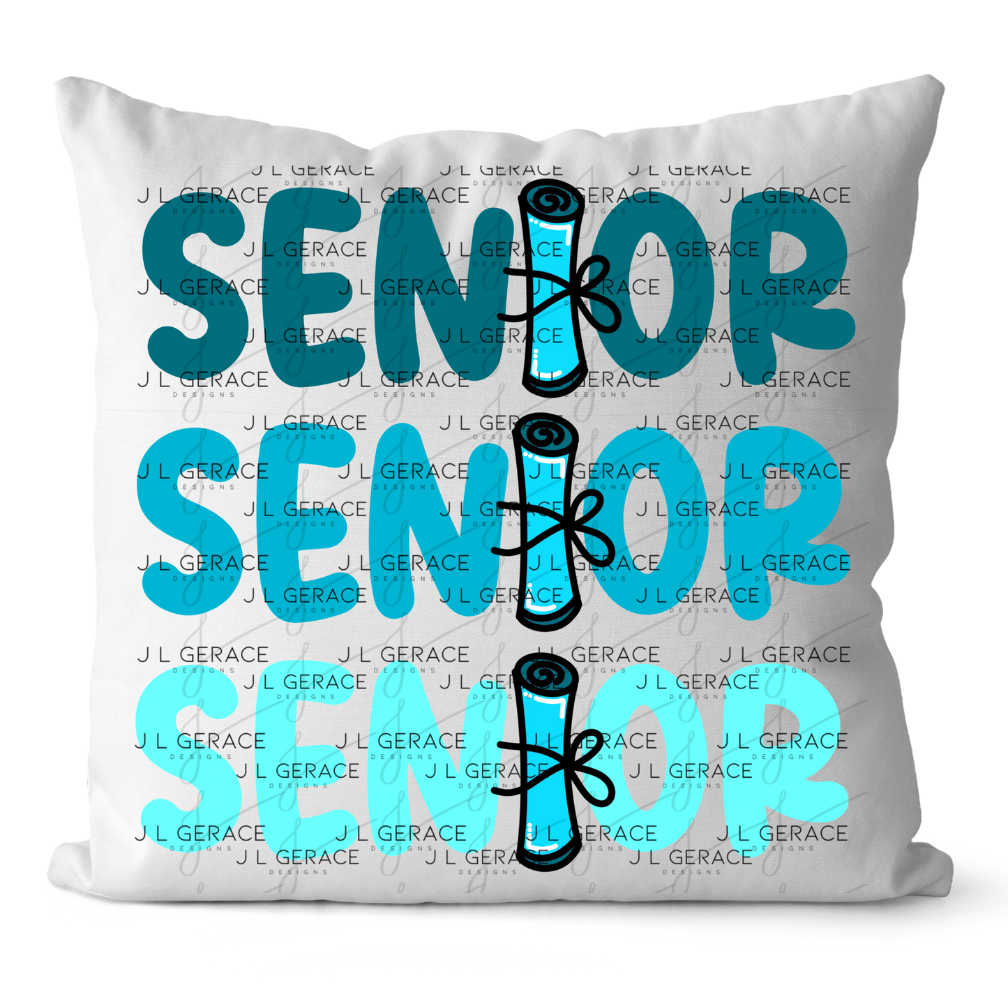 Senior PNG – Teal Diploma Graduation Lettering Design