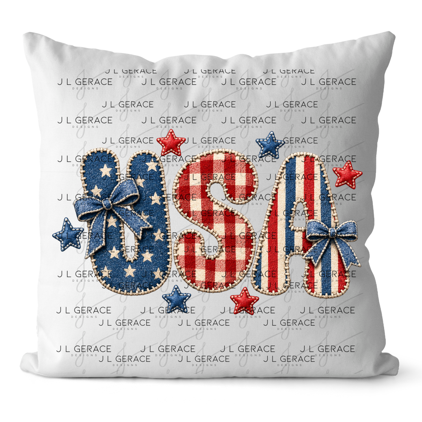 Patriotic USA Fabric Letters PNG Design