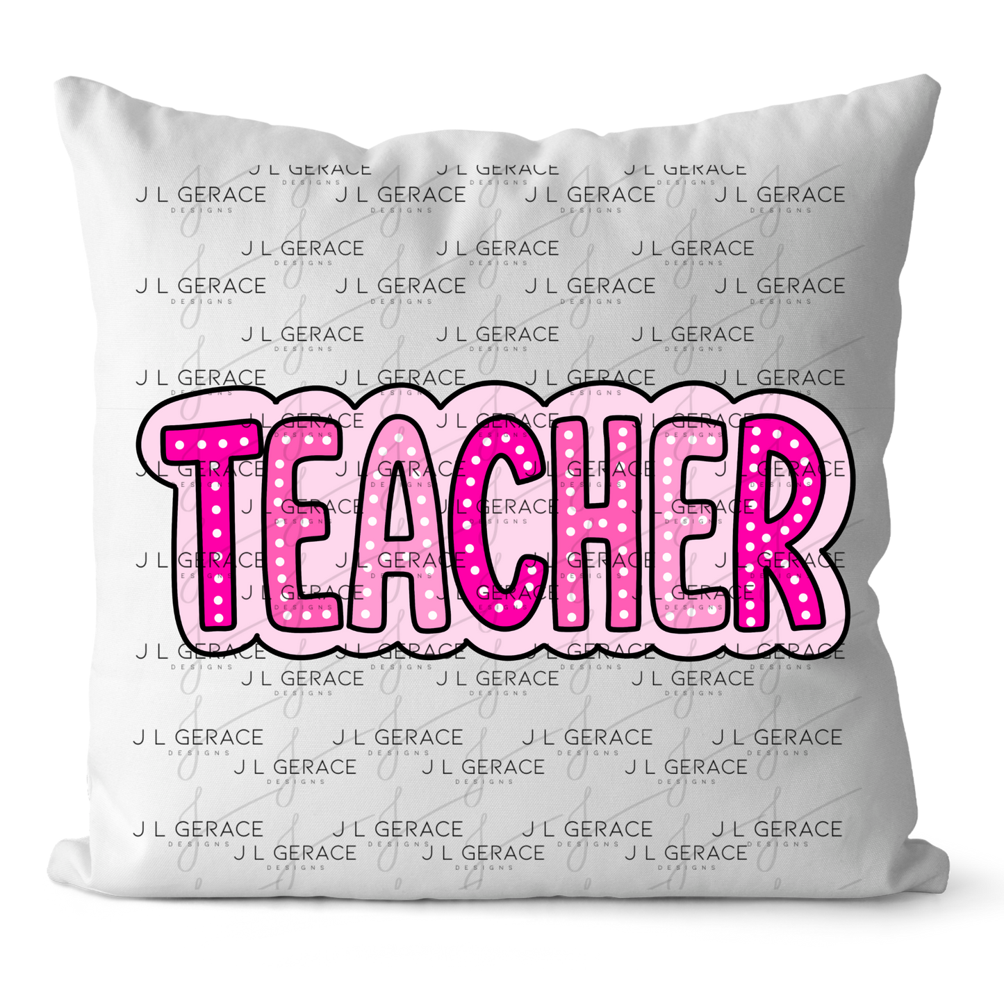 Teacher Dot Lettering Pink PNG Digital Download