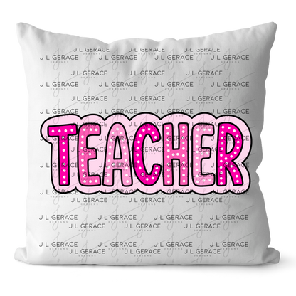 Teacher Dot Lettering Pink PNG Digital Download