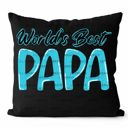 World’s Best Papa PNG – Teal Glossy Typography Design