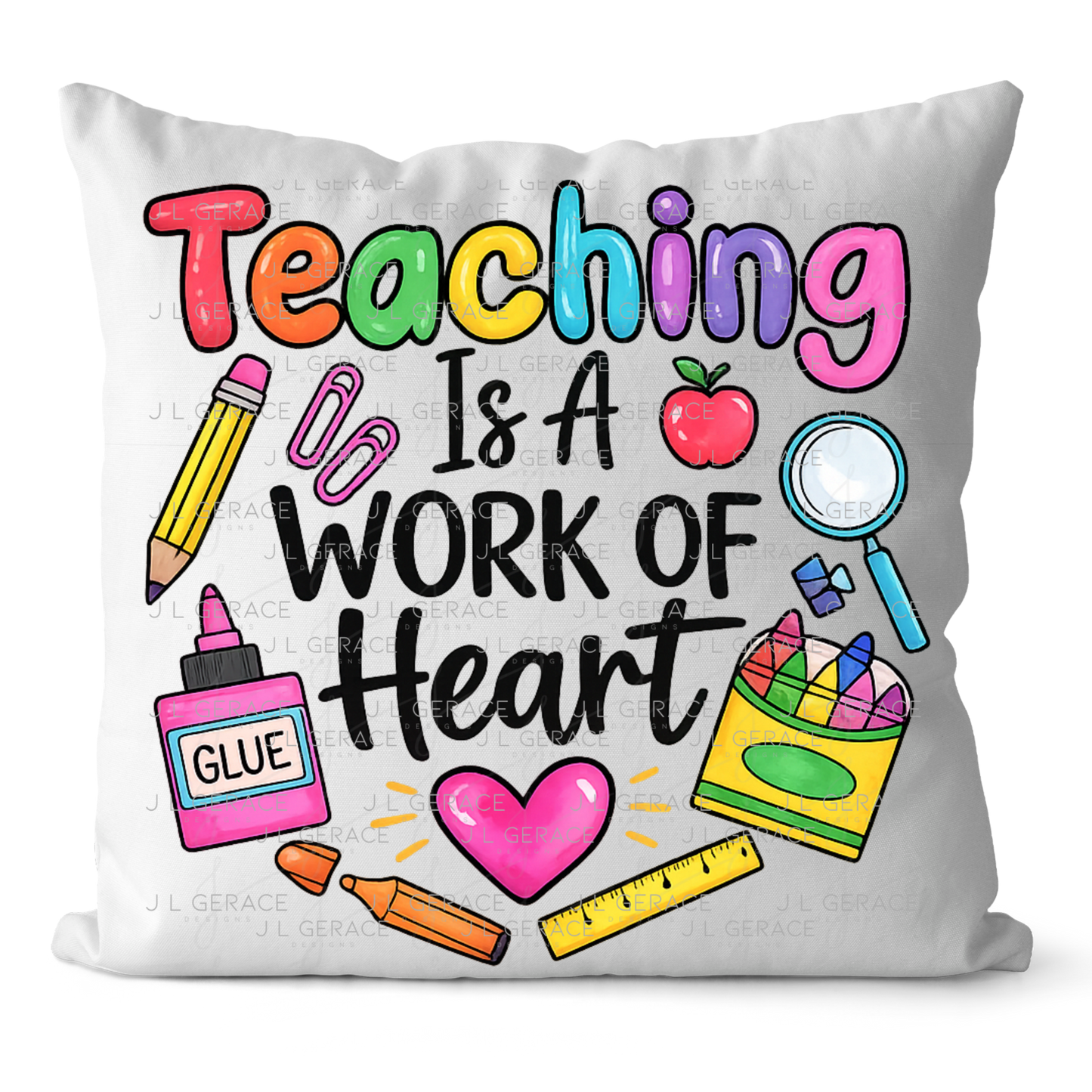 Teaching Is A Work Of Heart Teacher PNG Digital Download (2 Colors)