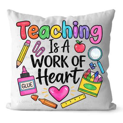 Teaching Is A Work Of Heart Teacher PNG Digital Download (2 Colors)