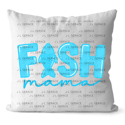 Fish Mama PNG – Blue Fishing Design with Fish Silhouette Letter