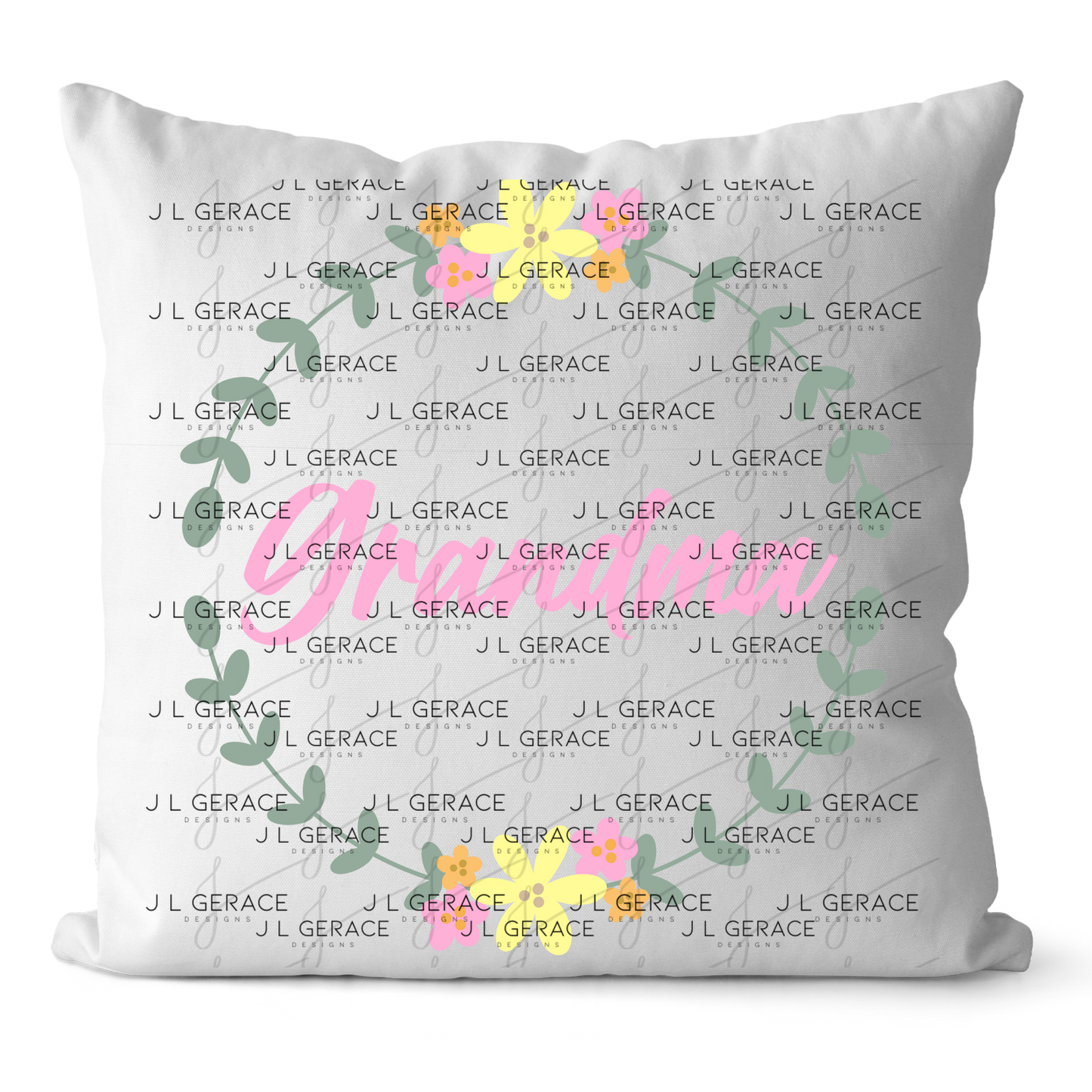 Grandma PNG – Floral Wreath Script Name Sublimation Design