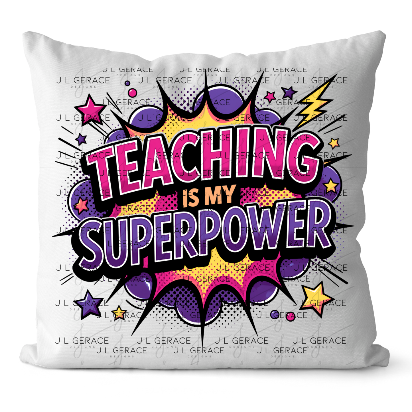 Teaching Is My Superpower Pink Purple Yellow PNG Digital Download