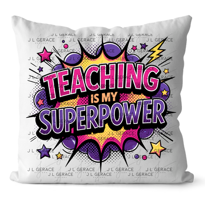 Teaching Is My Superpower Pink Purple Yellow PNG Digital Download