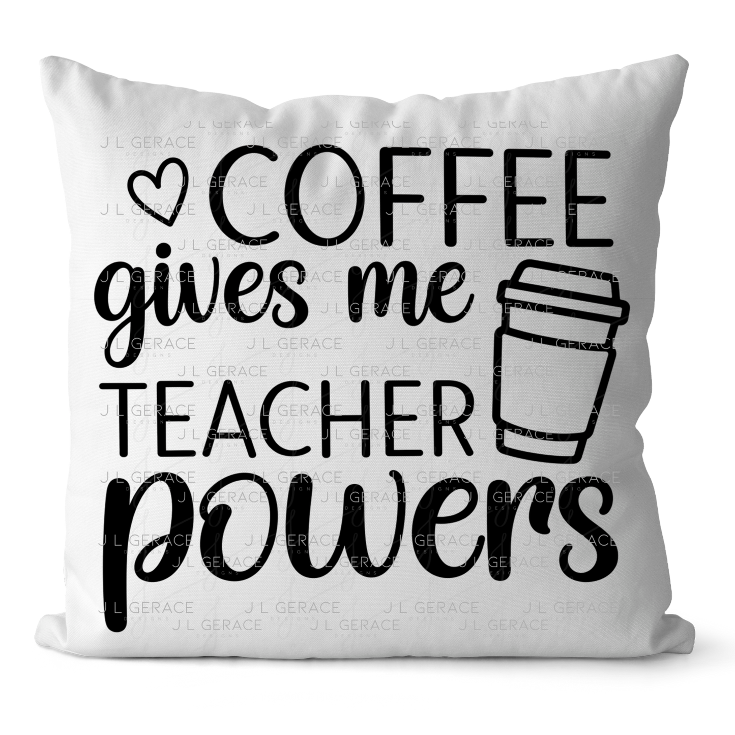 Coffee Gives Me Teacher Powers Black and White PNG (2 Colors)