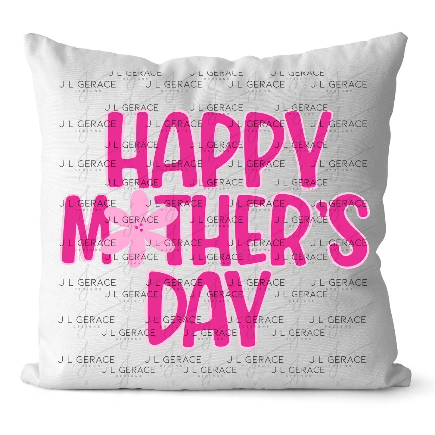 Happy Mothers Day PNG – Bold Pink Floral Lettering Sublimation Design