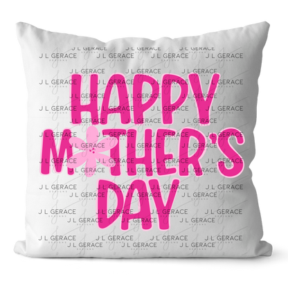 Happy Mothers Day PNG – Bold Pink Floral Lettering Sublimation Design