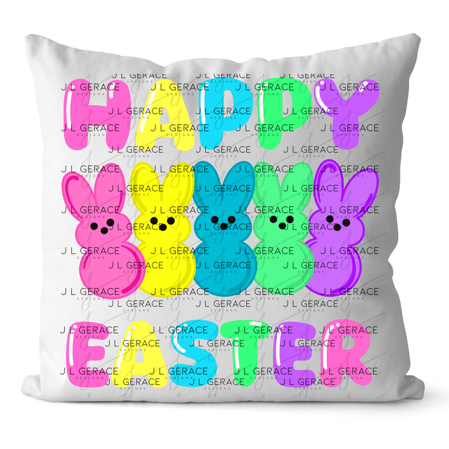 Happy Easter Bunny Clipart Sublimation PNG Peeps Bunny Colorful Design