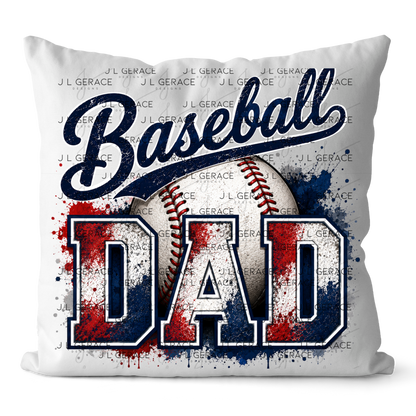 Baseball Dad PNG – Red White Blue Paint Splatter Design with Ball