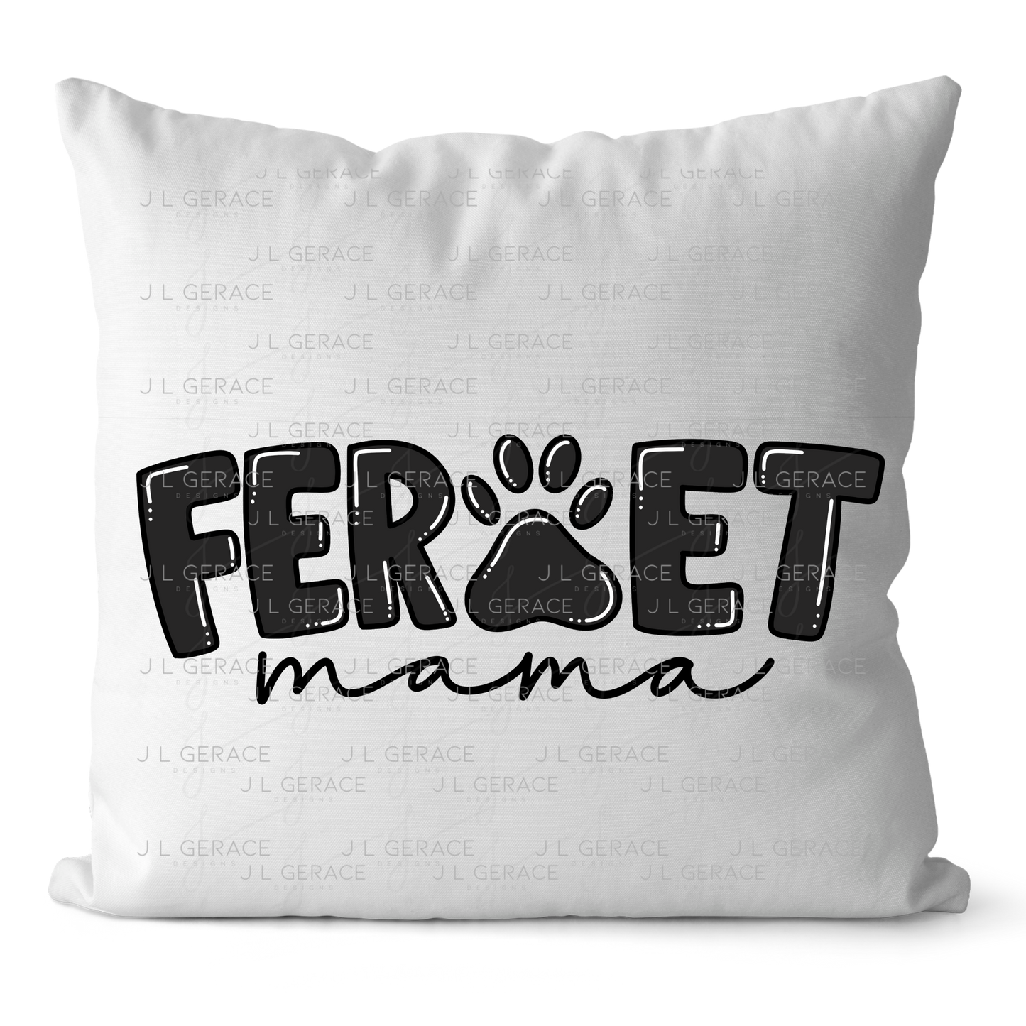 Ferret PNG – Black Paw Print Word Design for Pet Lovers