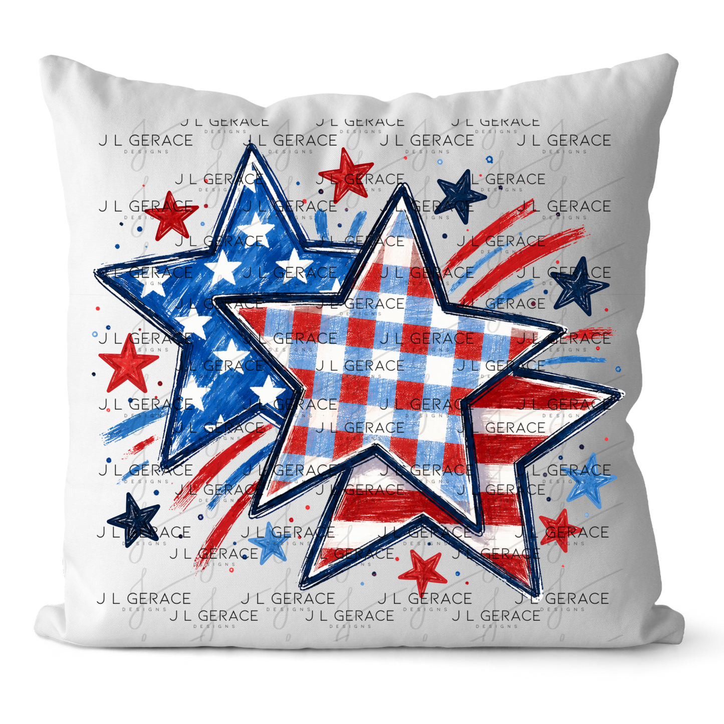 Patriotic Watercolor Stars PNG Design