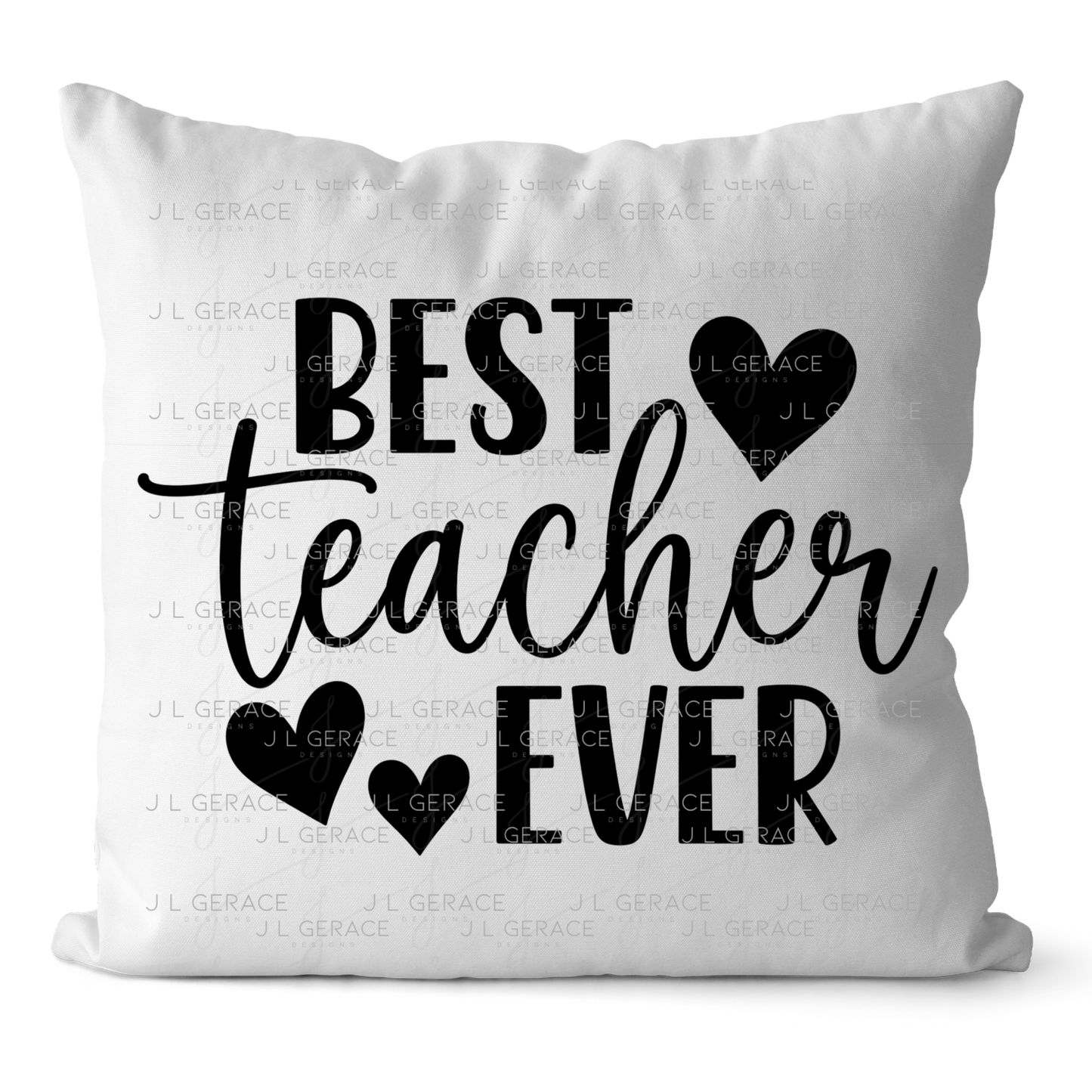 Best Teacher Ever Hearts Black and White PNG
