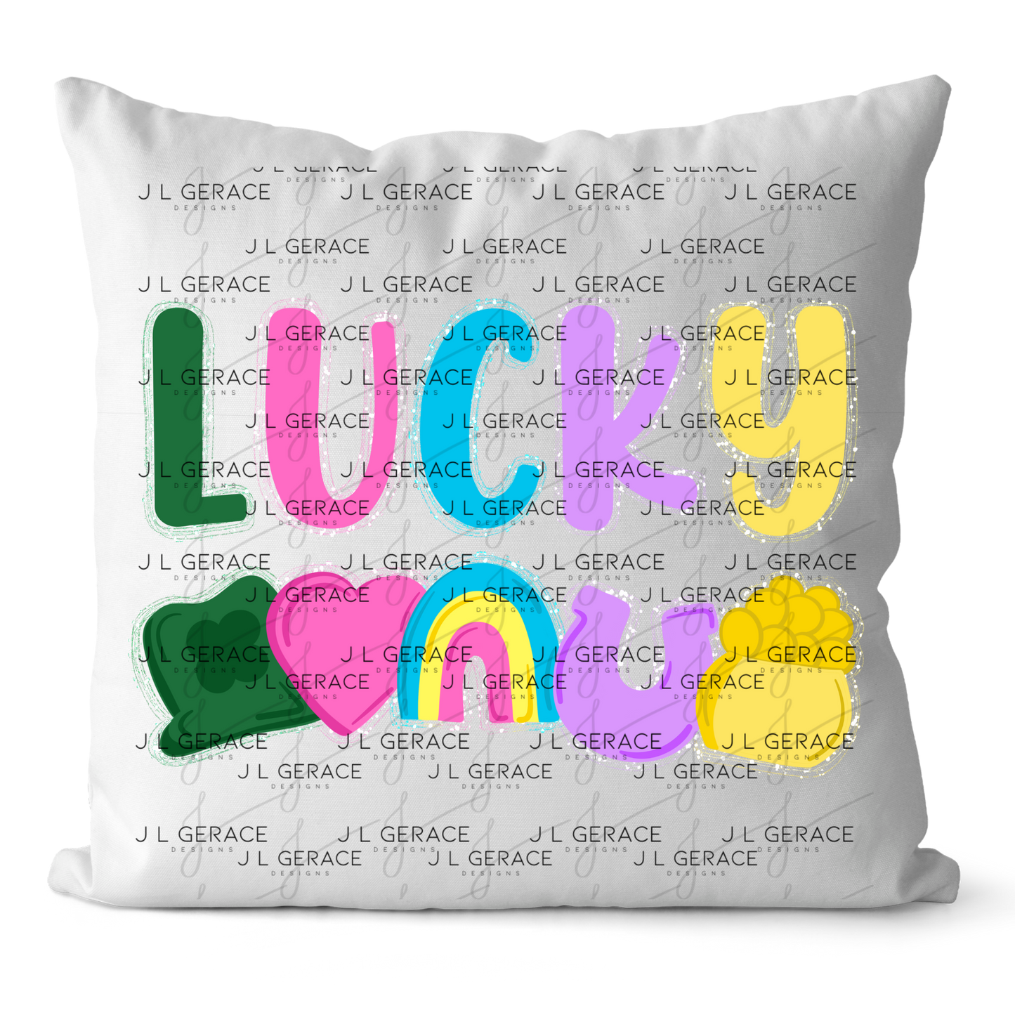 Lucky with charms - String Glitter Outline PNG
