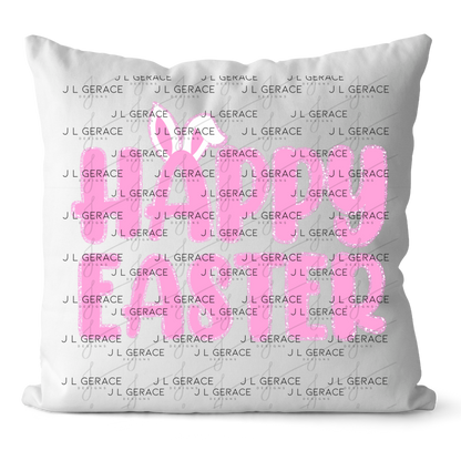 Happy Easter Bunny Ears Pink Chunky Glitter Outline PNG