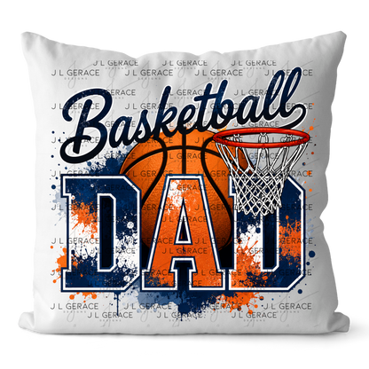 Basketball Dad PNG – Blue Orange Paint Splatter Design with Hoop and Ball
