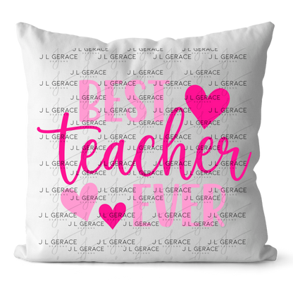 Best Teacher Ever Hearts Pink PNG