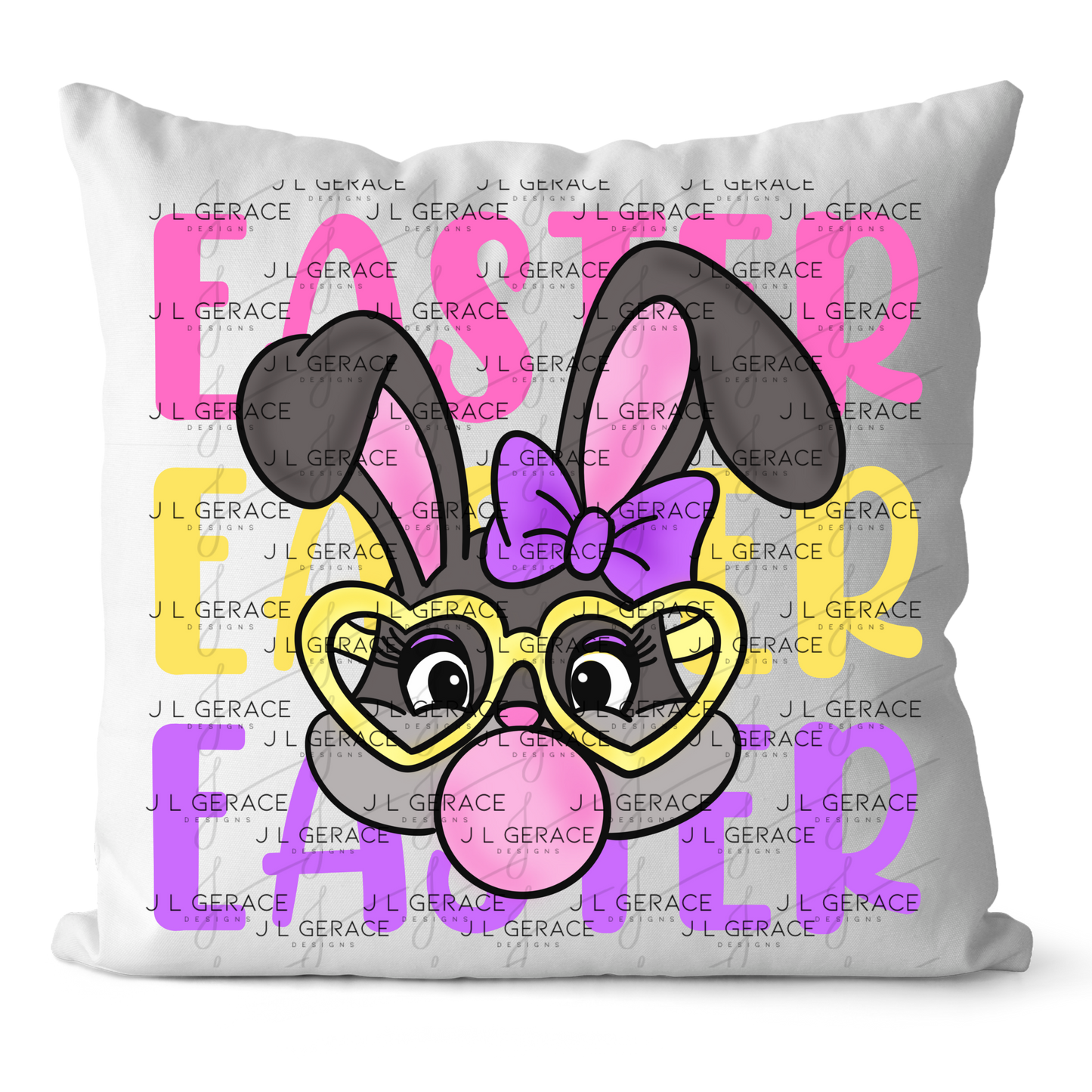 EASTER EASTER EASTER Bunny with Glasses Pink - Yellow - Purple PNG