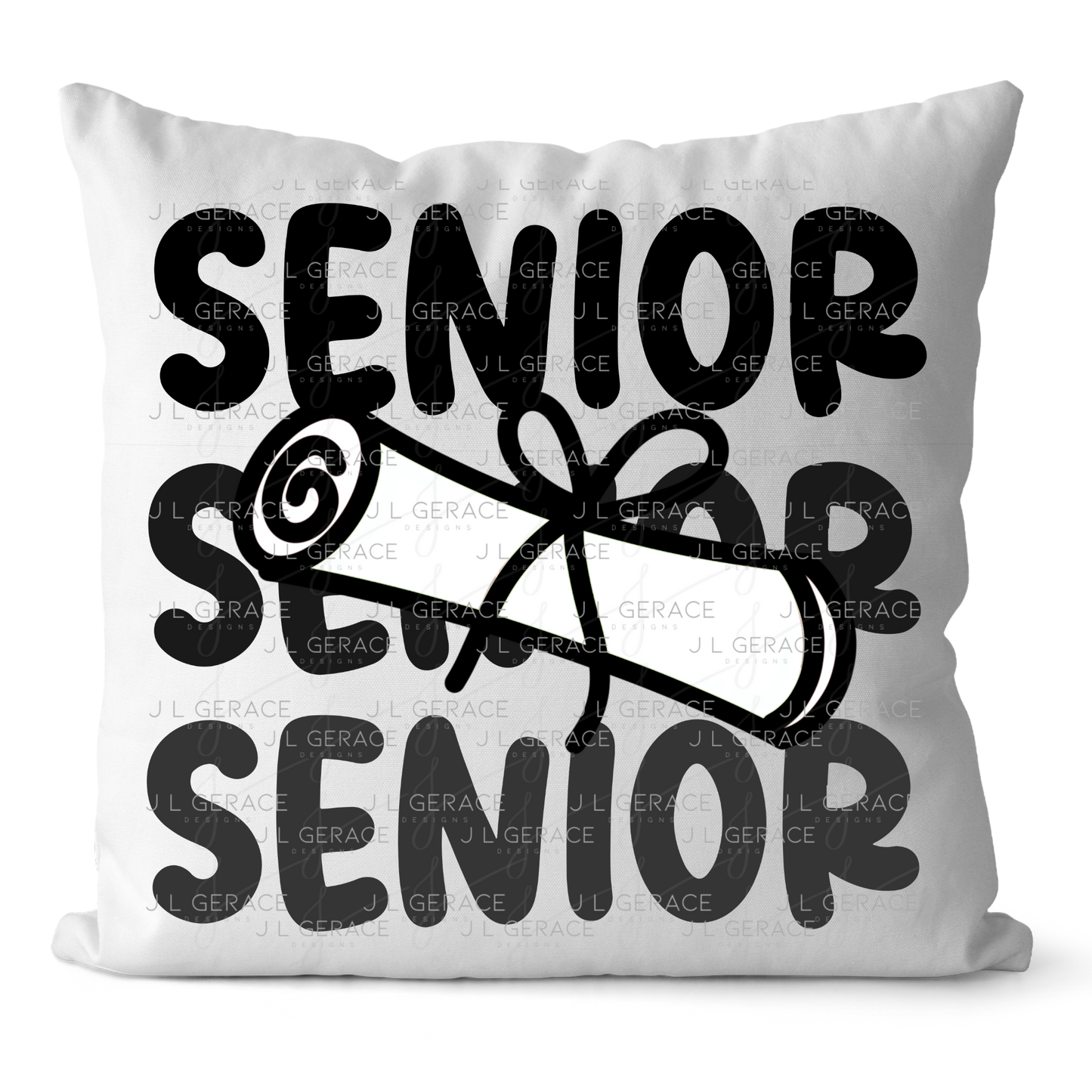 Senior PNG – Black Diploma Graduation Lettering Design