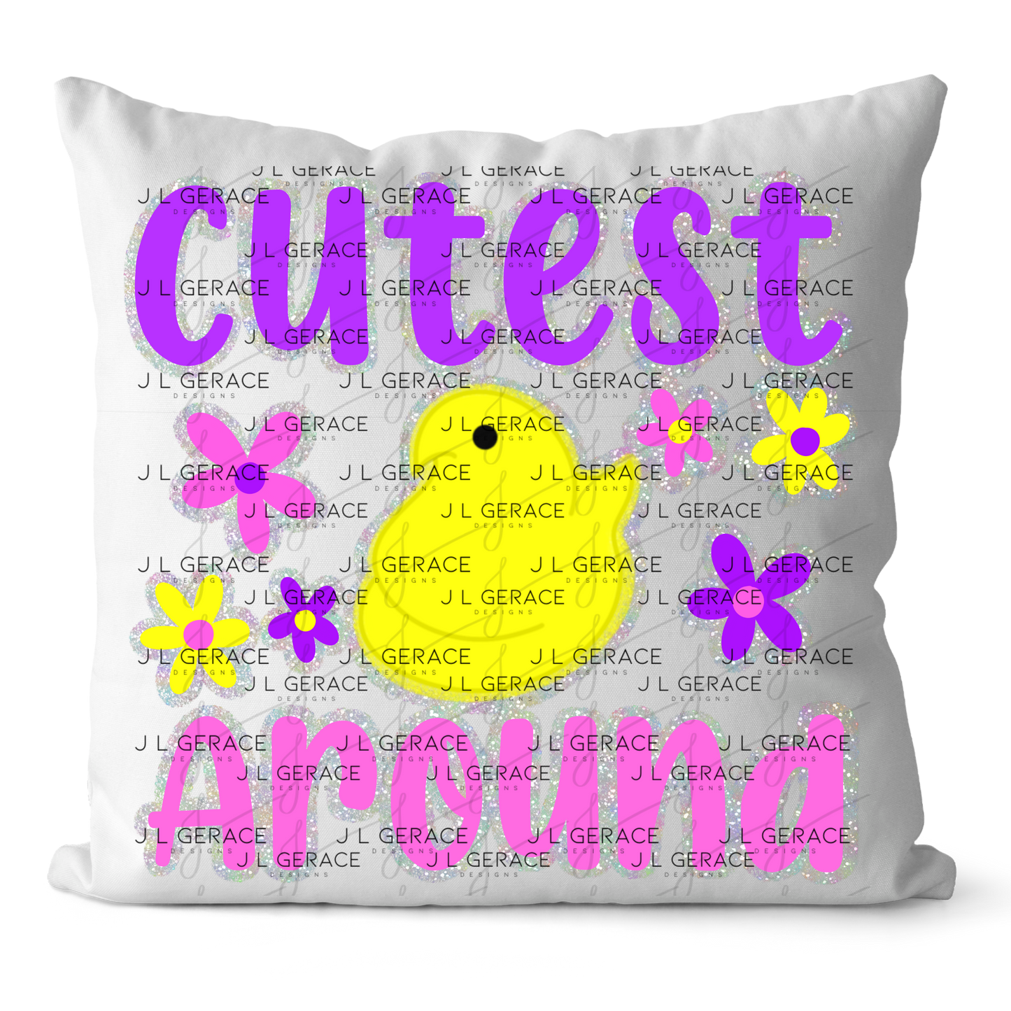 Cutest Chick Around Glitter Outline PNG