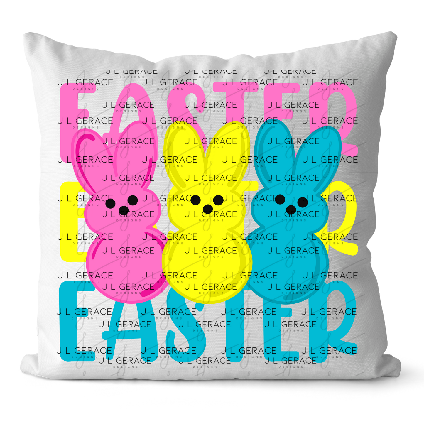 EASTER EASTER EASTER Bunnies Pink - Yellow - Blue PNG