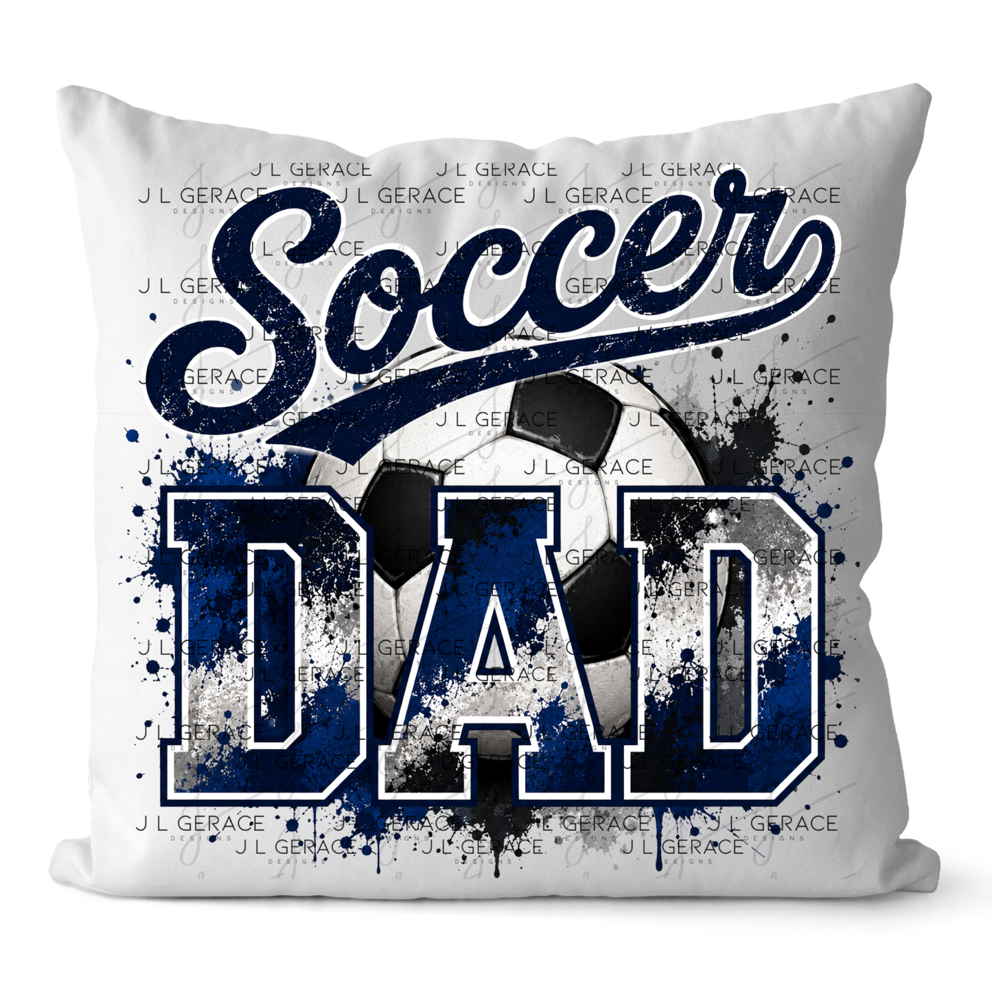 Soccer Dad PNG – Blue Black Paint Splatter Sports Design with Soccer Ball