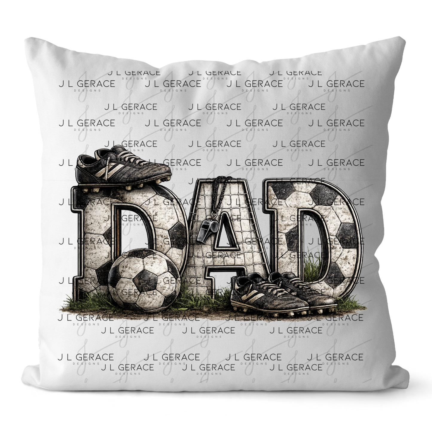 Dad PNG – Soccer Sports Design with Ball Cleats and Net Texture