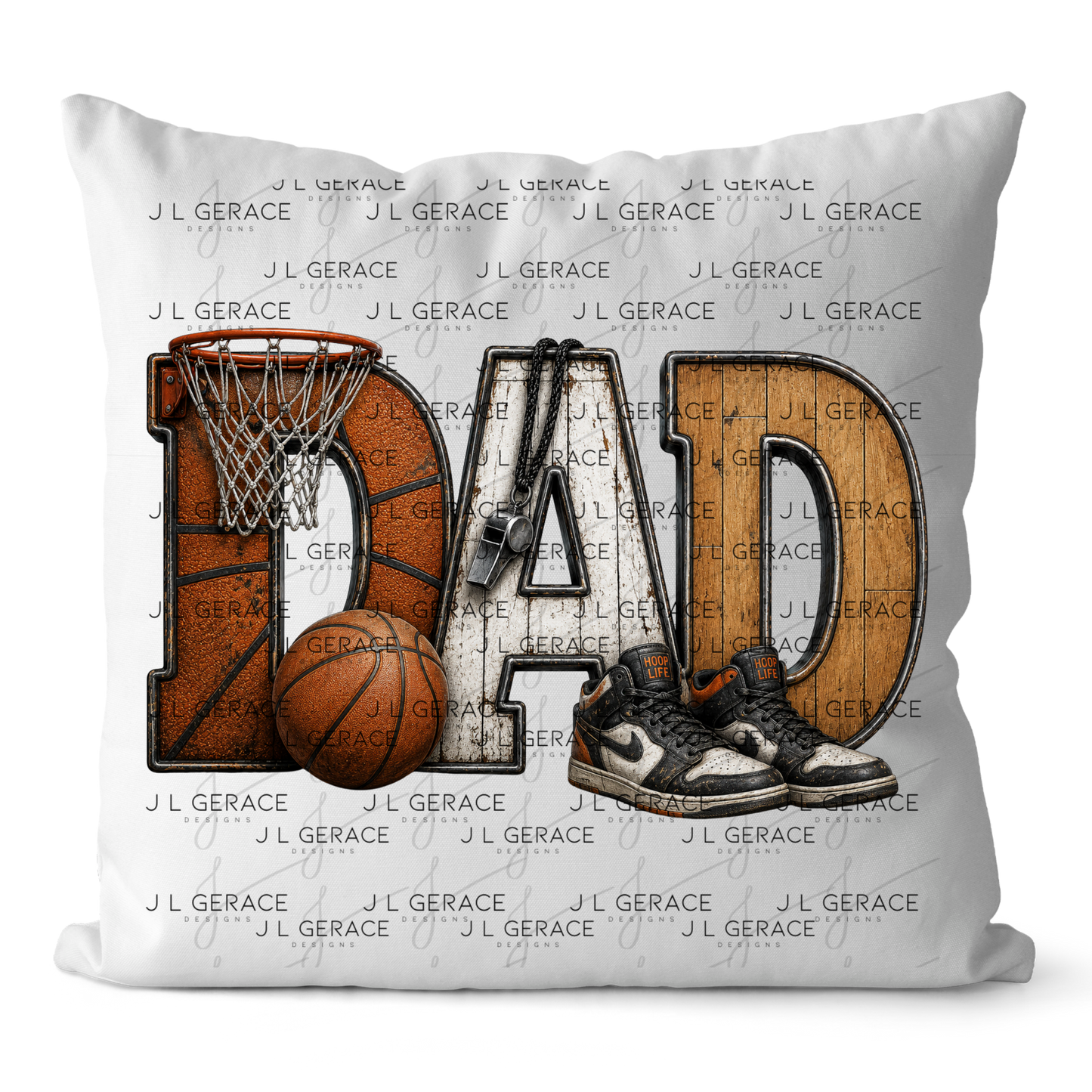 Dad PNG – Basketball Hoop Life Design with Ball Sneakers and Whistle