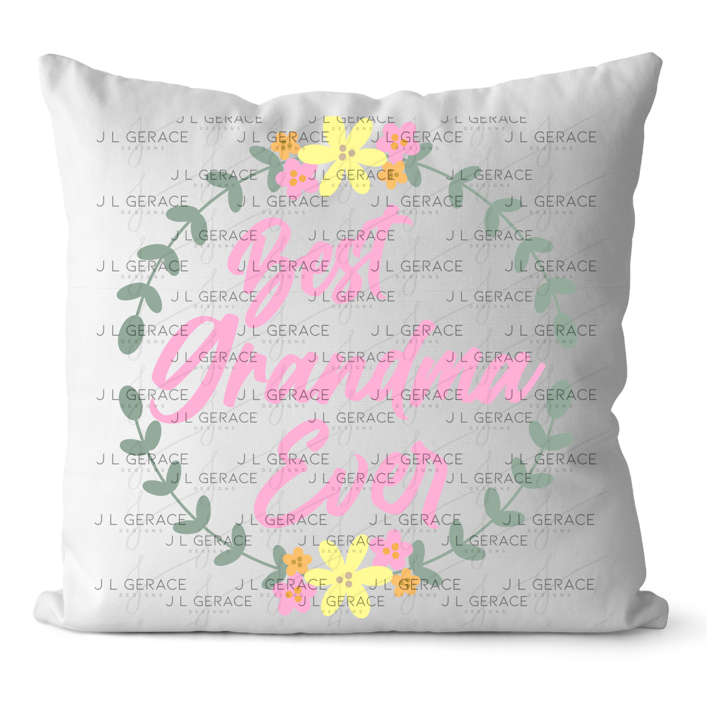 Best Grandma Ever PNG – Floral Wreath Script Sublimation Design
