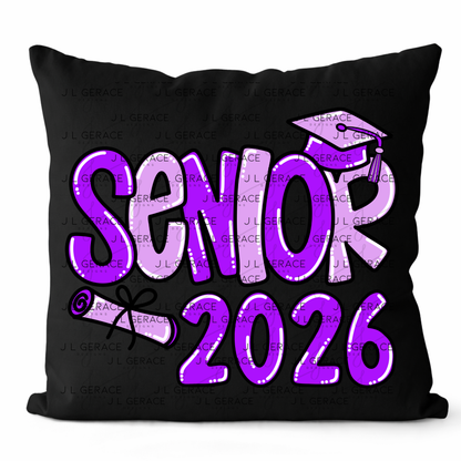 Senior 2026 PNG – Purple Graduation Cap and Diploma Design