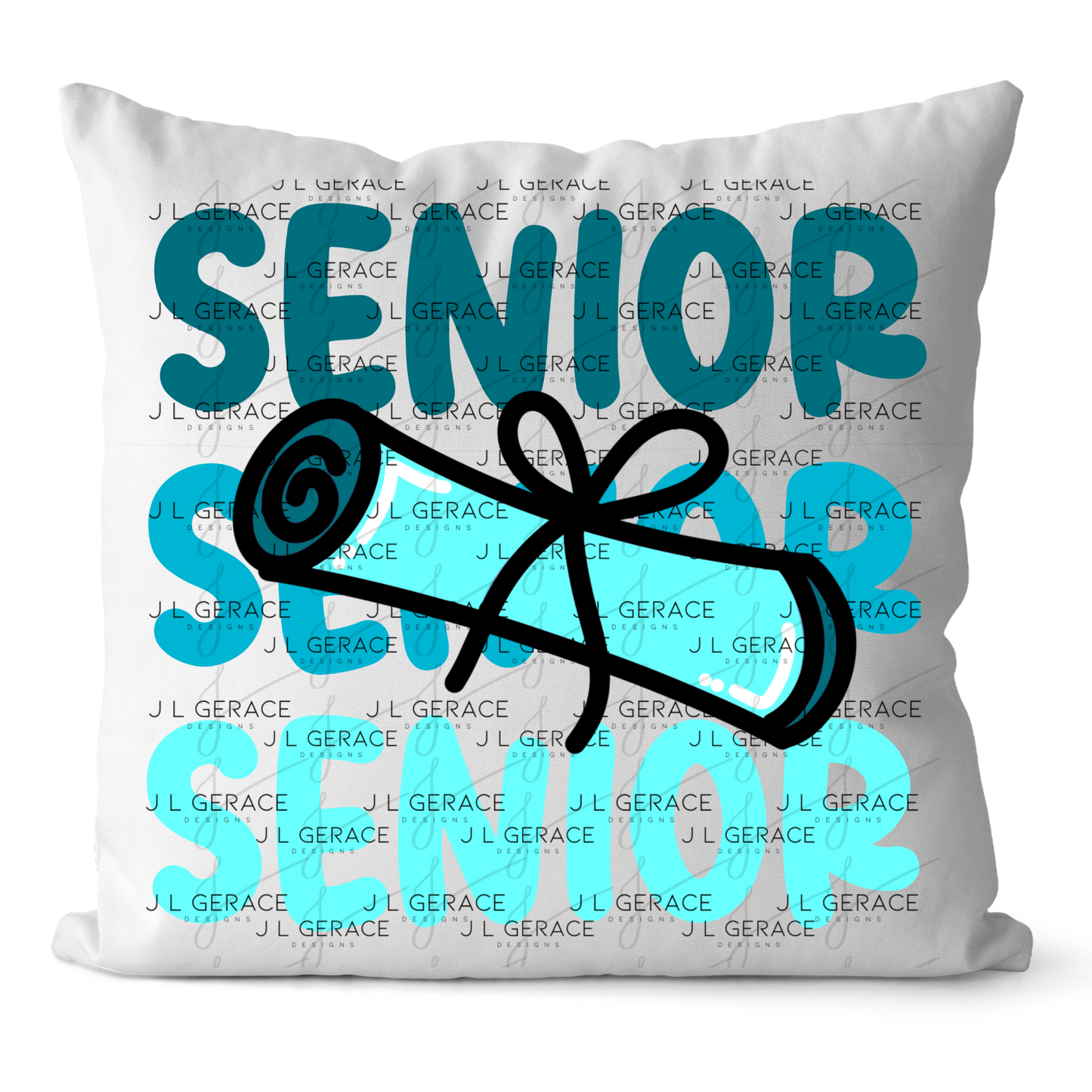 Senior PNG – Teal Diploma Graduation Lettering Design