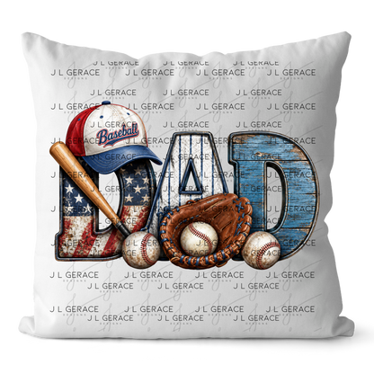 Dad PNG – Baseball American Flag Rustic Design with Bat Glove and Hat