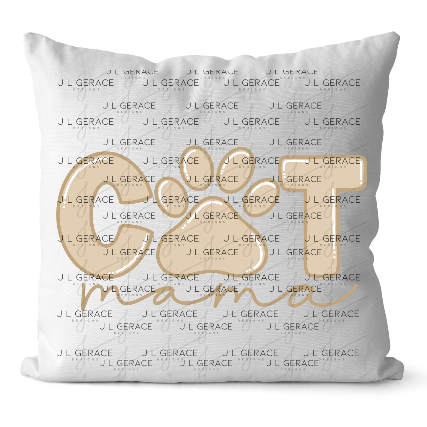 Cat Mama PNG – Neutral Tan Paw Print Pet Lover Sublimation Design