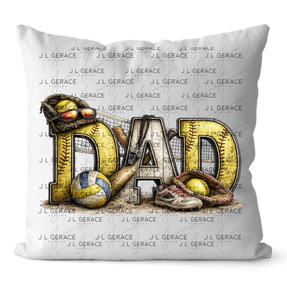 Dad PNG – Softball Multi-Sport Design with Bat Glove Volleyball and Gear