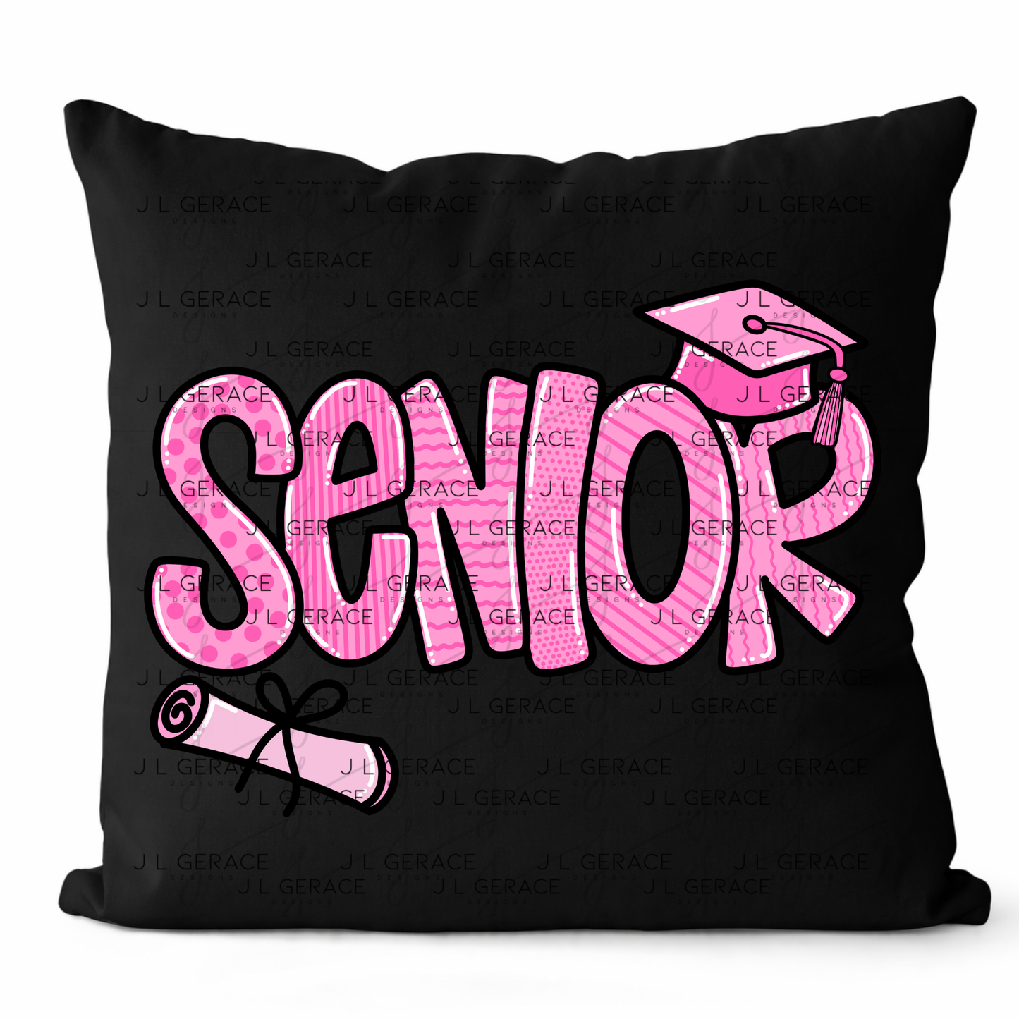Senior PNG – Pink Pattern Graduation Sublimation Design