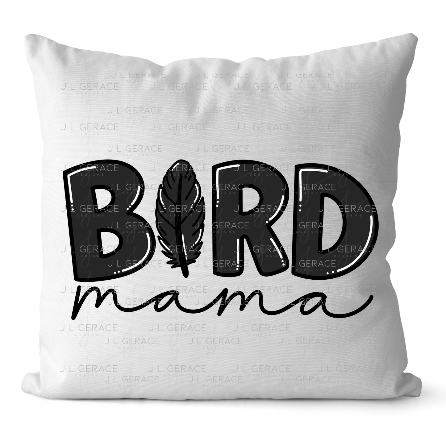 Bird PNG – Black Word Design with Feather Letter