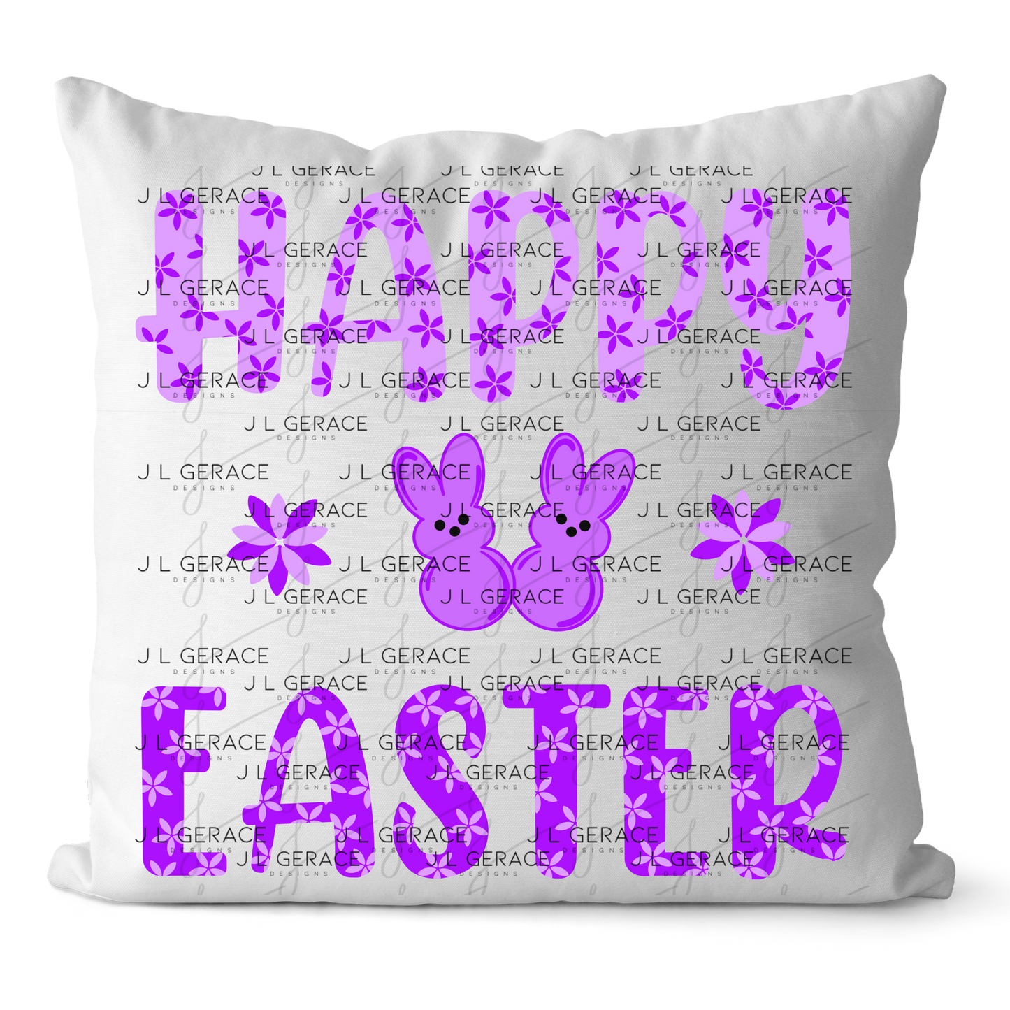 Happy Easter Purple Bunny Peep Flowers Clipart Sublimation PNG
